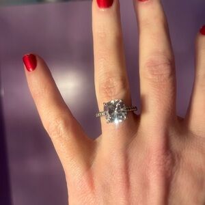 Diamonique QVC Cushion Cut Ring 
Sterling Silver